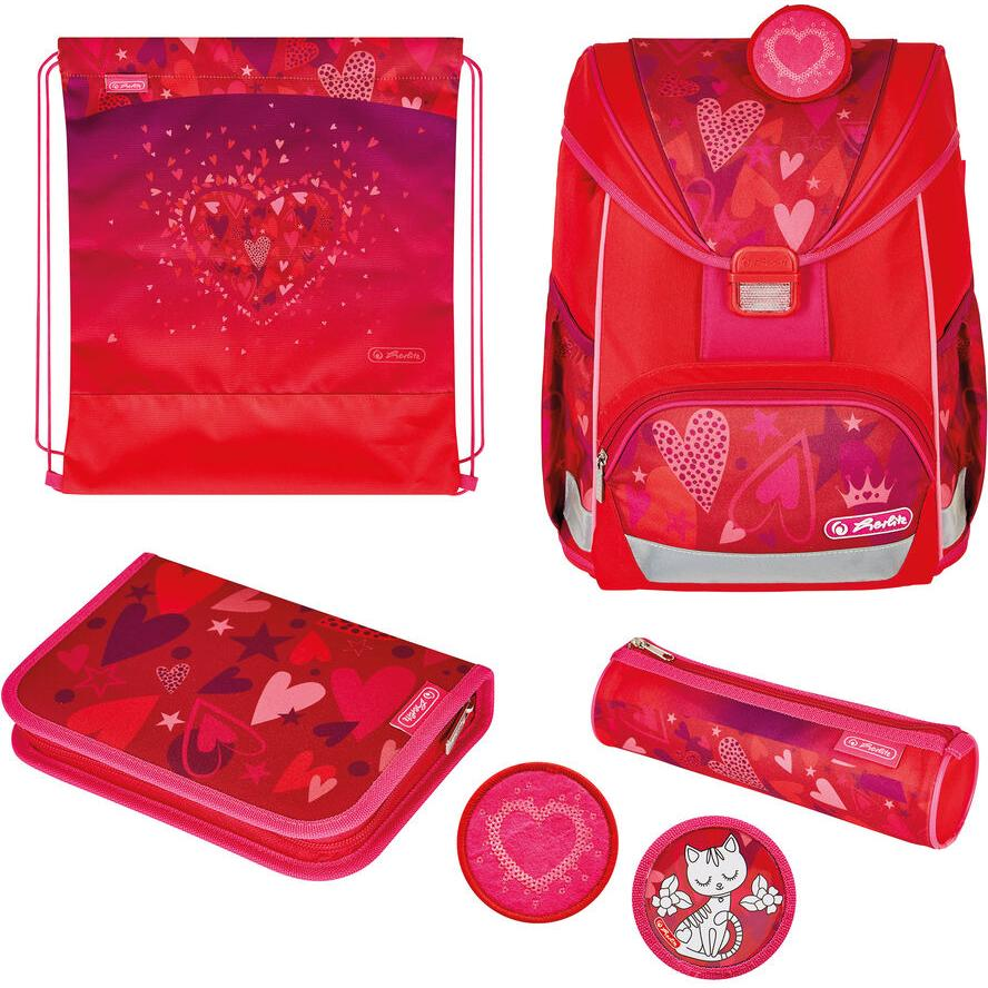 Set ghiozdan fete, echipat, Ultralight Plus Sweet Hearts Herlitz (50037704)-0