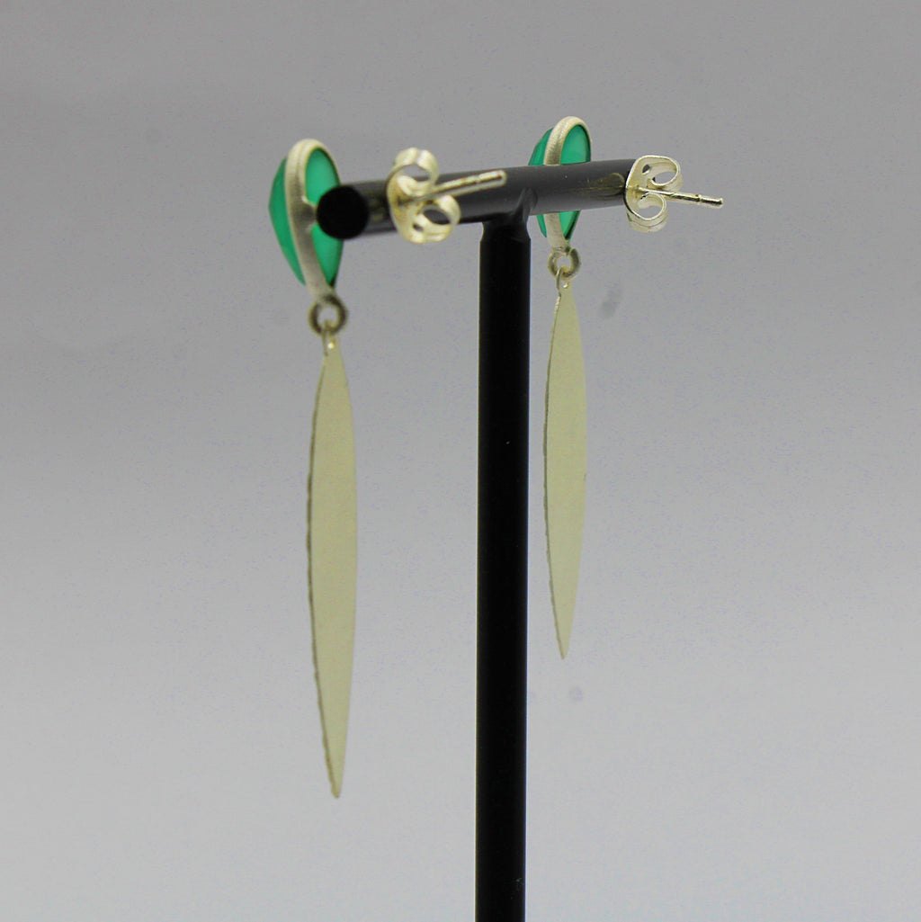 Silver plated earrings with green onyx gemstone-1